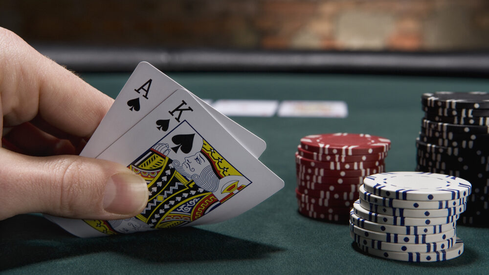 Close up of blackjack in casino
